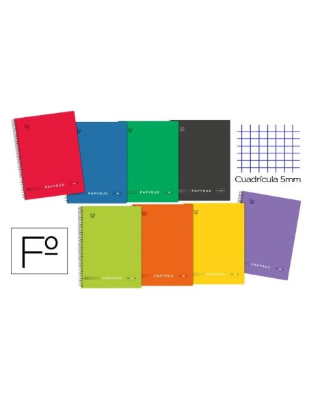 CUADERNO FOLIO TAPA  POLIPROPILENO 80H 90GRS CUADRICULA 5 COLORES SURTIDOS GRAFOPLAS 88443499 (8)