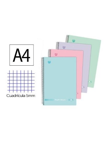 CUADERNO A4  TAPA  POLIPROPILENO 120H 90GRS CUADRICULA 5 COLORES PASTEL SURTIDOS GRAFOPLAS 88462698 (8)