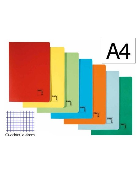 LIBRETA A4 GRAPADA GOFRADA 48H 70GRS CUADRICULA 4  PACSA 20060 (40)