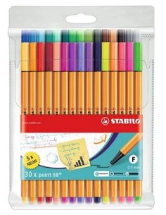 ESTUCHE STABILO ROLLER SET 30 UDS. CON 5 COLORES NEON 8830-2