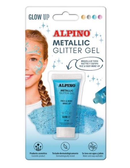 MAQUILLAJE GEL GLITTER METALICO AZUL ALPINO PARA CUERPO Y CARA MASATS DL000613