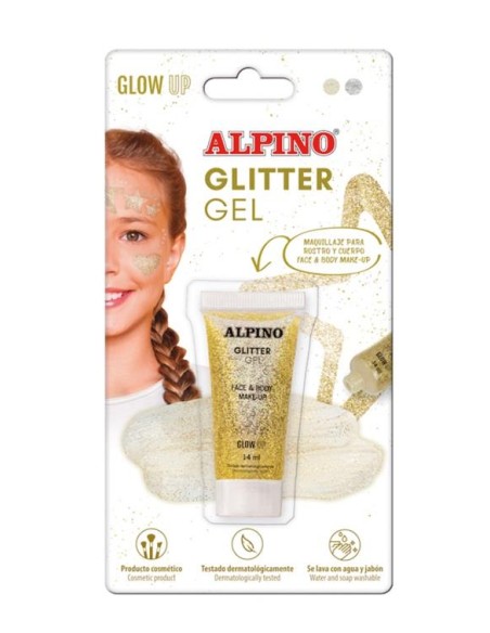 MAQUILLAJE GEL GLITTER ORO PARA CUERPO Y CARA ALPINO MASATS DL000616