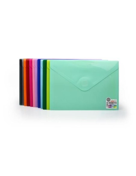 SOBRE PLASTICO A5 ( 25X18 CM) C/ CIERRE VELCRO  COLOR LINE  COLORES SURTIDOS HFP 90411