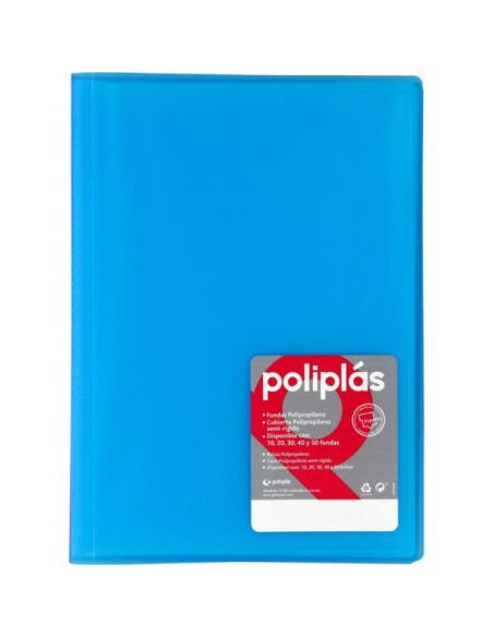 CARPETA 20 FUNDAS A4 GENIUS/POLIPLAS AZUL GRAFOPLAS 01321230 (8)