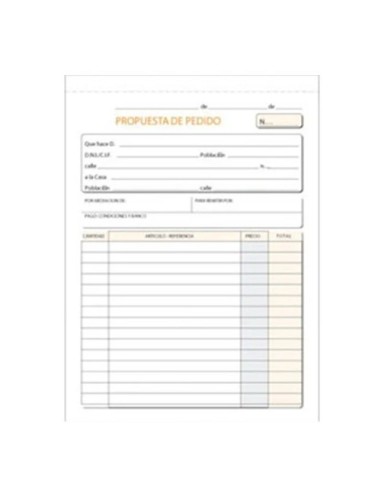 TALONARIO DE PROPUESTA DE PEDIDO  1/4 NATURAL DUPLICADO DOHE 50071D / LOAN T-71 / MAKRO 001393 (5)