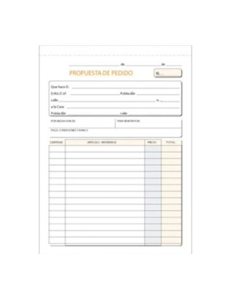 TALONARIO DE PROPUESTA DE PEDIDO  1/4 NATURAL DUPLICADO DOHE 50071D / LOAN T-71 / MAKRO 001393 (5)