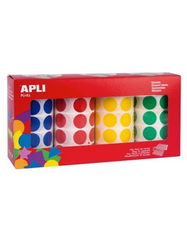 PACK DE 4 ROLLOS GOMETS  REDONDOS 20MM AZ-RJ-AM-VD APLI 13793