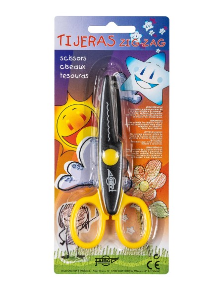 TIJERA ESCOLAR DENTADA AMARILLA FAIBO 764B-5