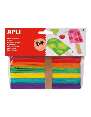 PALOS POLO MADERA COLORES DE 15 CM. 40 UDS.APLI 13269
