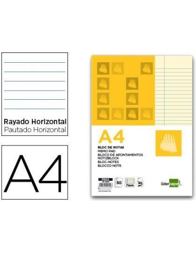 BLOCK NOTAS HORIZONTAL  A4 AMARILLAS  50H CSUR 22550