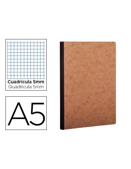 CUADERNO EXACLAIR CUARTO CUADRICULA COSIDO MARRON 79542C