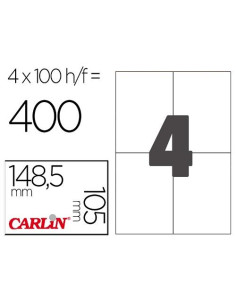 ETIQUETAS AUTOADHESIVAS CARLIN A4 DE 105X148 C/100 REF.15320
