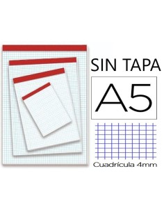 BLOCK DE NOTAS 4º SIN TAPA CUADRICULA PACSA-18133