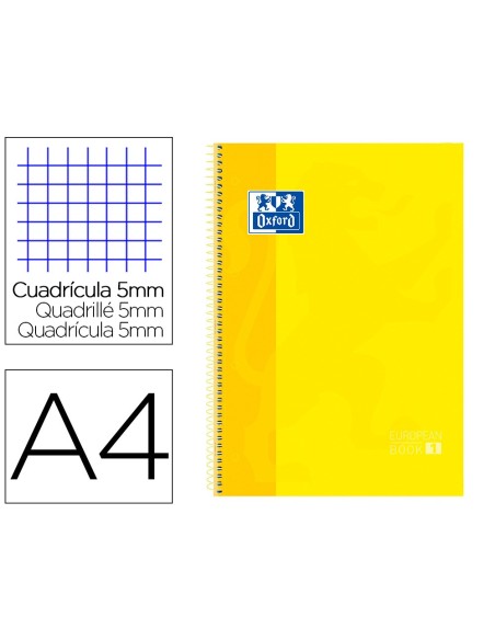 CUADERNO OXFORD A4 90 GR 80H TAPA DURA AMARILLA 102610044/100430200