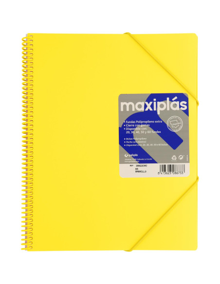 CARPETA 40 FUNDAS ESPIRAL MAXIPLAS AMARILLA GRAFOPLAS 39834060 (4)