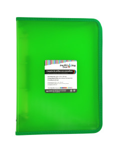 CARPETA CON  CREMALLERA PP Y FUELLE MULTILINE VERDE GRAFOPLAS 02960520