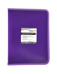 CARPETA CON  CREMALLERA PP Y FUELLE MULTILINE LILA GRAFOPLAS 02960535