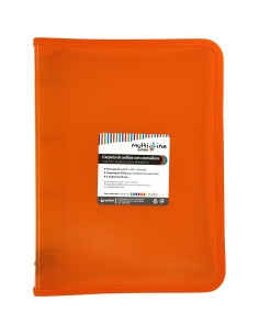 CARPETA CON  CREMALLERA PP Y FUELLE MULTILINE NARANJA GRAFOPLAS 02960552
