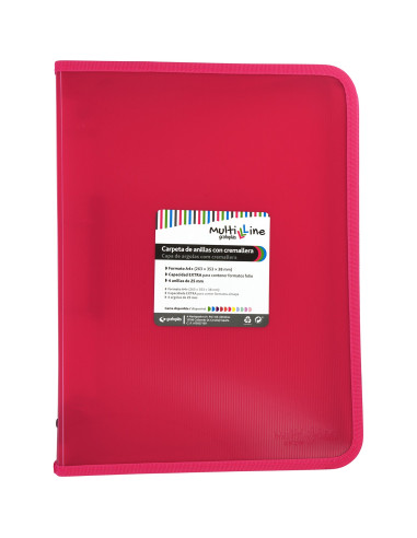 CARPETA CON  CREMALLERA PP Y FUELLE MULTILINE FUCSIA GRAFOPLAS 02960554