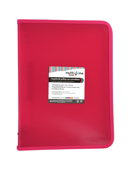 CARPETA CON  CREMALLERA PP Y FUELLE MULTILINE FUCSIA GRAFOPLAS 02960554