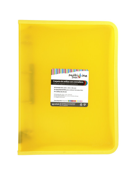 CARPETA CON  CREMALLERA PP Y FUELLE MULTILINE AMARILLA GRAFOPLAS 02960560