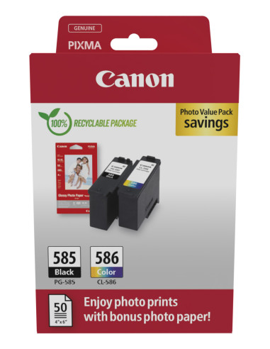 CANON Cartucho PG585/CL586 Photo Value Pack +50h 10x15cm photo paper GP501 ECOPACK carton