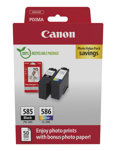 CANON Cartucho PG585/CL586 Photo Value Pack +50h 10x15cm photo paper GP501 ECOPACK carton