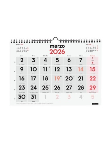 CALENDARIO PARED NUMEROS GRANDES M  2026 FINOCAM 780000026
