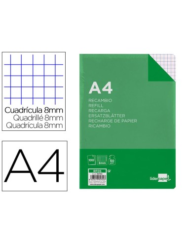 RECAMBIO FOLIO 4 TALADROS CUADRICULA 8  CSUR   05704