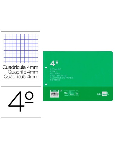 RECAMBIO 4º APAISADO 2 TALADROS CUADRICULA 4MM  CSUR-06759