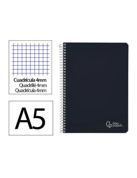 CUADERNO 4º TAPA DURA 80H 75GR. C/4 MM NEGRO CSUR 09784