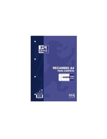 RECAMBIO OXFORD FOLIO 90GRS PAUTA ANCHA 100H HAMELIN 121051994/ 100430211