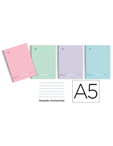 CUADERNO 4º  TAPA  POLIPROPILENO 80H 90GRS RAYADO COLORES PASTEL SURTIDOS  GRAFOPLAS 88453898 (8)