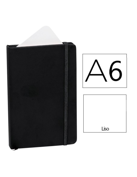 CUADERNO CIERRE GOMAS A6 LISO NEGRO KINE 3393