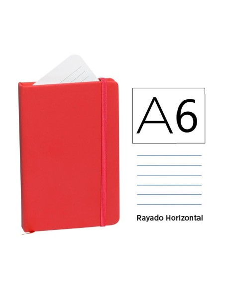 CUADERNO CIERRE GOMAS A6 RAYADO ROJO KINELIN 5299