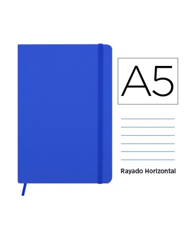 CUADERNO CIERRE GOMAS A5 RAYADO AZUL CILUXLIN 5300