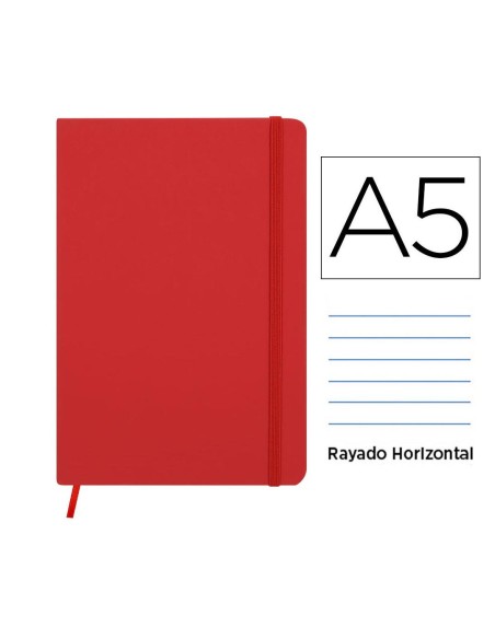 CUADERNO CIERRE GOMAS A5 RAYADO ROJO CILUXLIN 5300