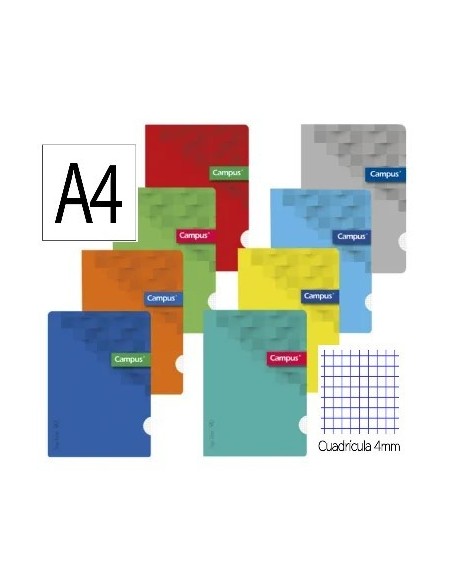 LIBRETA A4 TAPA POLIPROPILENO 48H 90GR CUADRICULA 4 MAKRO 002553 (8/48)