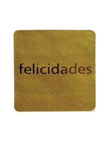ETIQUETAS EN ROLLO FELICIDADES ORO  500 UDS. MAKRO 028633