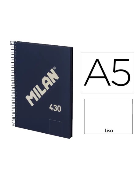 CUADERNO A5 ESPIRAL 80H. LISO MICROPERFORADO AZUL MILAN 57151E80B