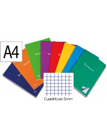 LIBRETA A4 TAPA CARTON PLASTIFICADA 48H 90GRS CUADRICULA 5  DOBLE MARGEN PACSA 20084