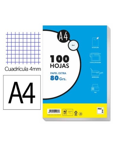 RECAMBIO A4 80GRS 4X4 SIN TALADROS  100H PACSA 21813