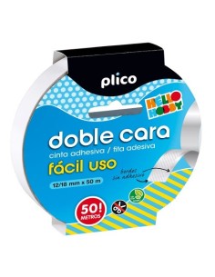 CINTA ADHESIVA DOBLE CARA 12/18 MM X 50 METROS PLICO 13309