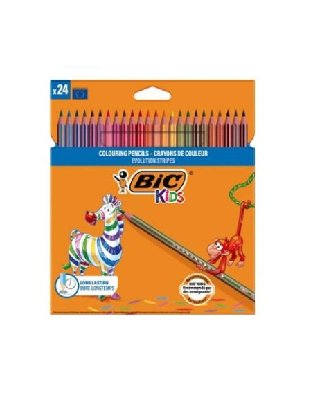 LAPICES BIC KIDS   EVOLUTION STRIPES/ INTENSITY 24 COLORES  BIC 950525
