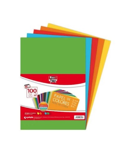 PAPEL A4 80 GRS. PAQUETE DE  100 H. 5 COLORES SURTIDOS INTENSO 650097