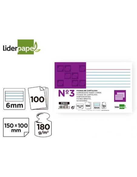 FICHAS CARTULINA RAYADO HORIZONTAL 100X150 Nº3 CSUR-03526 LOAN F-3