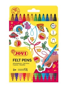 CAJA DE 12 ROTULADORES PUNTA DOBLE FELT PENS JOVI 1512