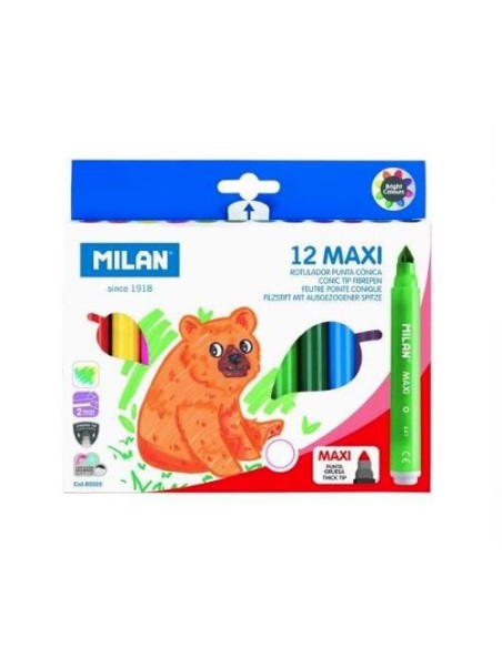 ROTULADORES MAXI TIP 641  C/12 COLORES MILAN 80020