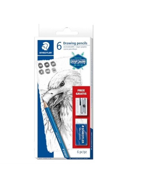 JUEGO DE LAPICES LUMOGRAPH 6 LAPICES+AFILA+GOMA STAEDTLER 61 100 C6