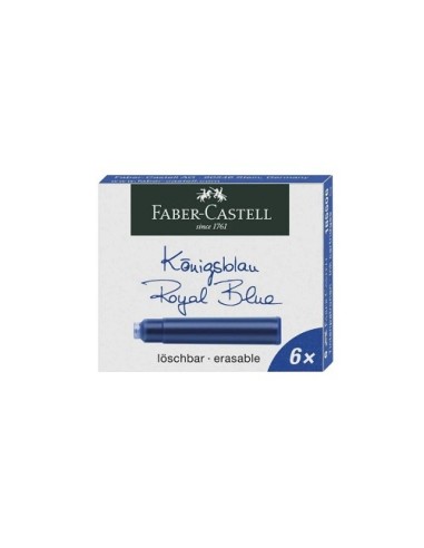 RECAMBIO DE PLUMA 6 CARTUCHOS AZUL REAL FABER CASTELL 185506